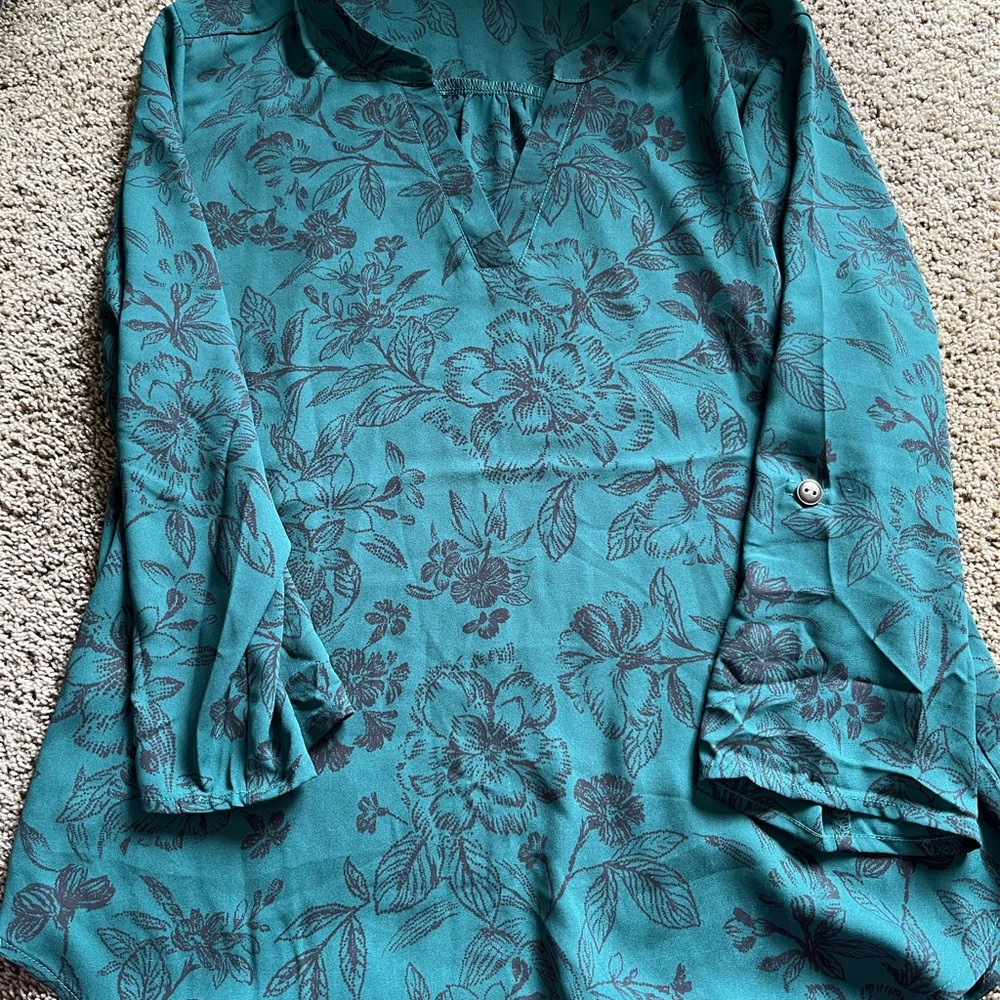 Maurices Teal Floral Tunic